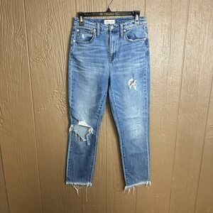 Madewell‎ The High-Rise Slim Crop Boyjean Medium Distressed Wash Size 25 Casual